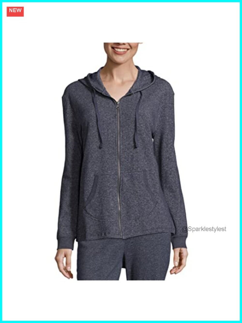 French Terry Zip Hoodie Full Zip Long Sleeve Split Pouch Pockets Tag-Free